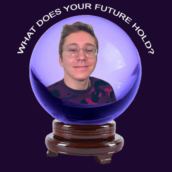 Headshot of Will Russell photoshopped into a fortune teller ball