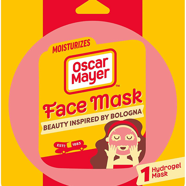 Image of Oscar Mayer package of bologna presented as a face mask