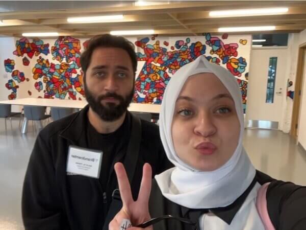 Walid and his sister during his first year orientation