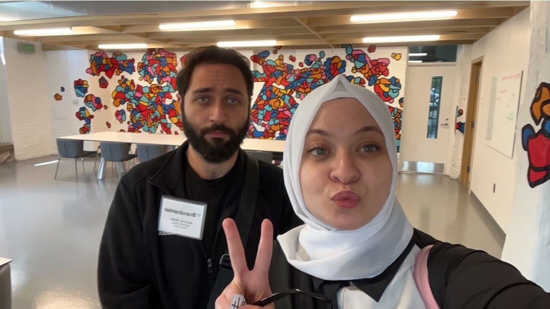 Walid and his sister during his first year orientation