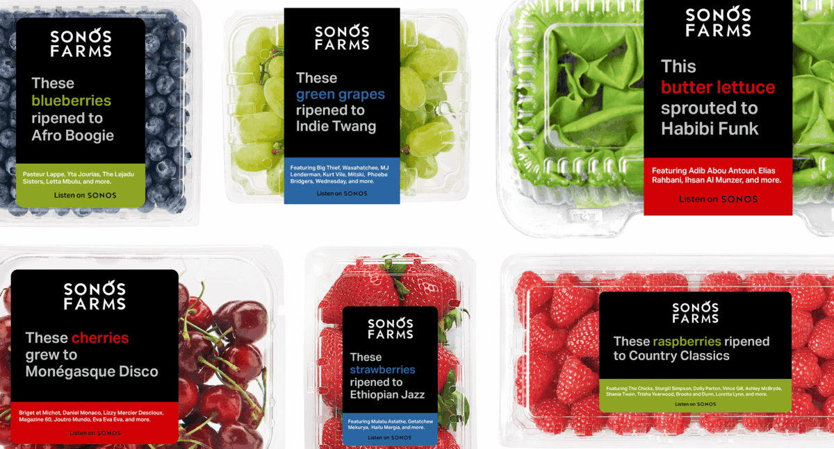 packaging for fruit ripened to sonos music