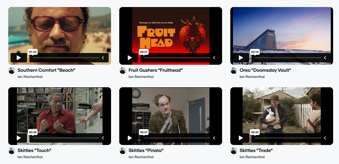 screenshot of ian's vimeo feed